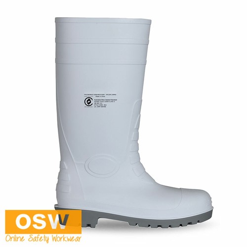 WHITE SAFETY ANTI-STATIC ANTI-SLIP WAREHOUSE/OUTDOOR ANKLE SUPPORT WORK GUMBOOTS - Picture 3 of 4