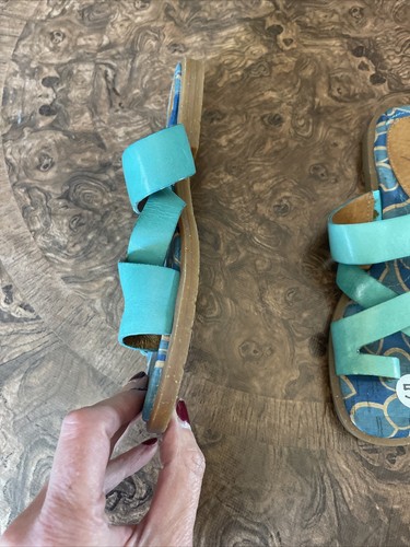 Naya Damen-Sandalen ZOE blau-grün Lederzehenpartie Schlaufe Größe: 5M - Bild 5 von 10
