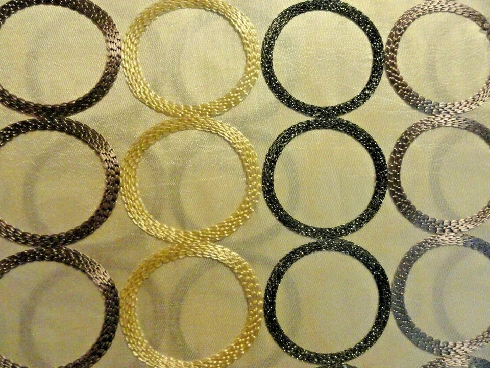 new~Circles~sheer Tan~Brown~Black~Plum Geometric RINGS fabric SHOWER CURTAIN~ - Image 4 of 4