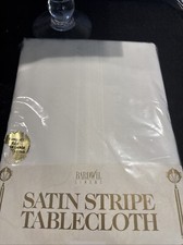 BARDWIL LINENS SATIN STRIPE 60x102 ROUND 100 POLY LIGHT White TABLECLOTH