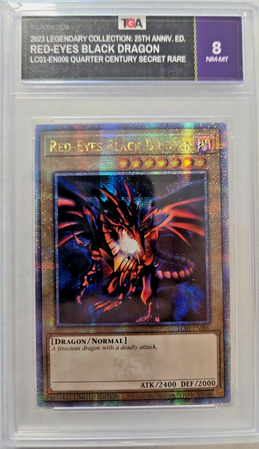 2023 Yugioh 25th Anniversary Secret Rare Red-Eyes Black Dragon Graded