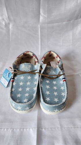 Hey Dude Youth Wally Americana Denim Star Size YT4 Americana Denim Star - Picture 6 of 6