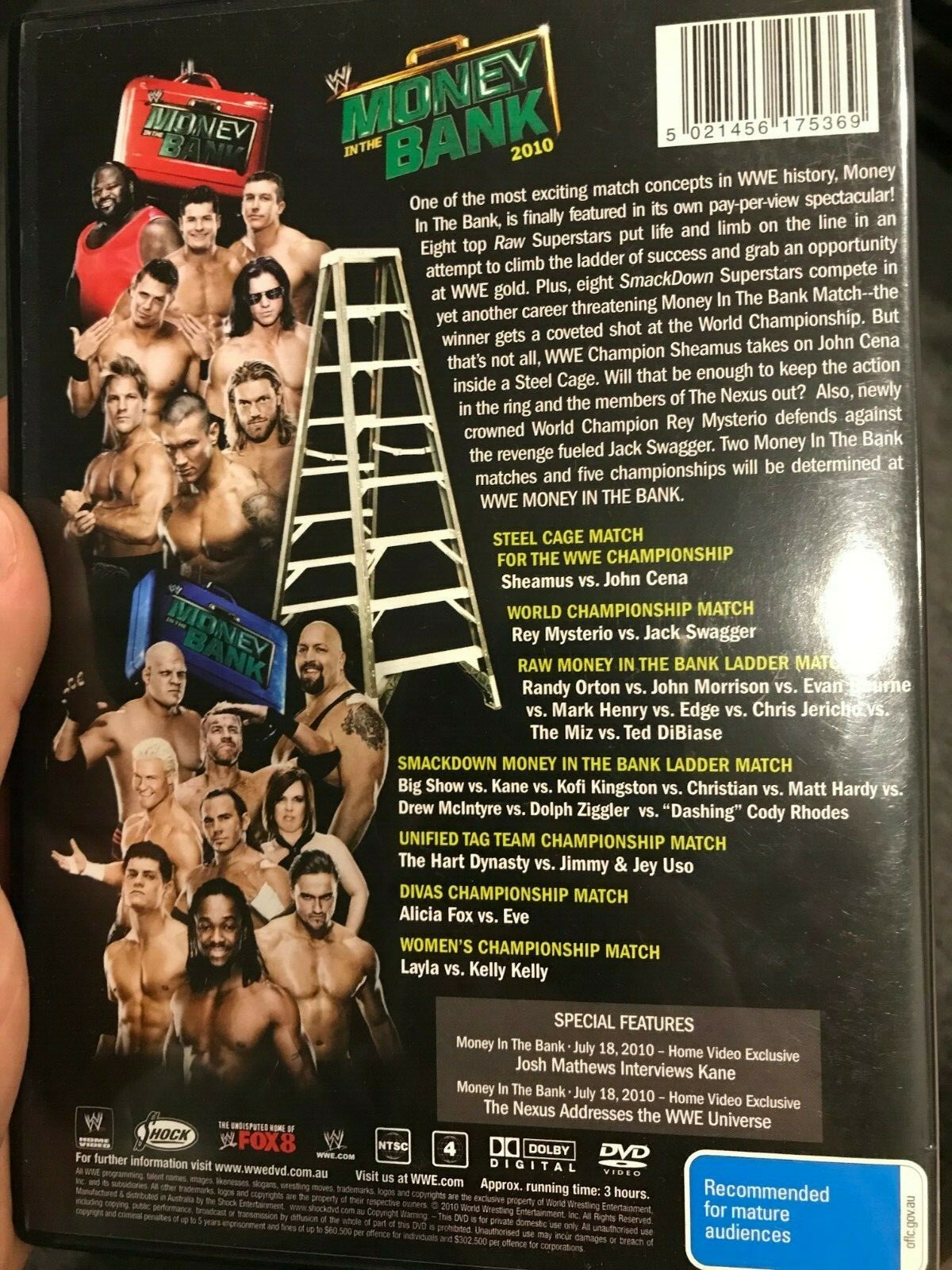 WWE Money In The Bank 2010 region 4 DVD (pro wrestling) John Cena vs