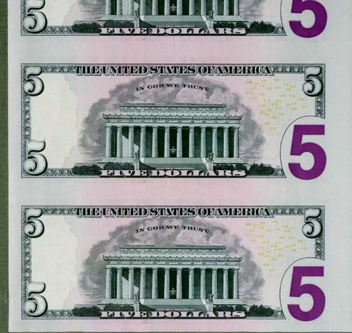 2013 $5 SHEET of 8 GEM CU Federal Res. Bank Notes UNCUT Currency 8 Note LOT NR - Picture 9 of 11