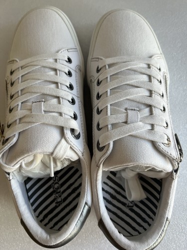 New Taos Z-Soul Canvas Zip Sneakers Shoes Laced White Pewter Woman Sz 7.5 - Picture 6 of 12