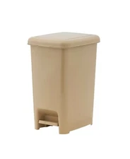 Slim 10.5-gal Step on Space Savor Trash Can with Lid, Beige Color. By Superio 