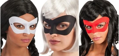 THE RUBBER PLANTATION Plain Fabric Mask Halloween Superhero Eyemask Zorro Harley Quinn Fancy Dress CT