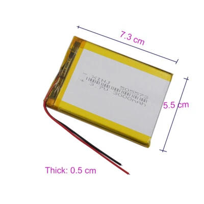 Batteria 3.7V 3000mAh 11.1Wh Polimero Li 505573 per PSP PDA Altoparlante GPS Tablet PC
