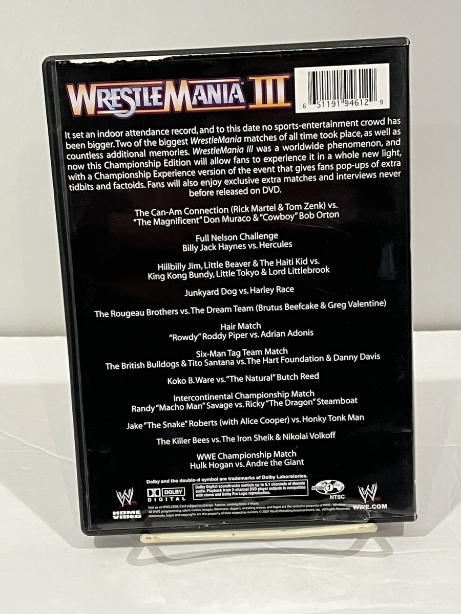 AAA -  m   aaa DVD WWF Wrestle Mania 3 [DVD] Hulk Hogan VS Andre The Giant 1987