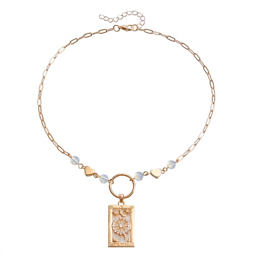 Collar Colgante Rectángulo Sol Luna Estrella Esmalte Tarjeta Tarot Cuentas Cristal - Imagen 19 de 36