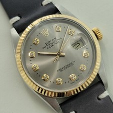 Rolex Oyster 16013 Datejust 1980s 36mm 18k SS Mens Diamond Dial Automatic RA551B