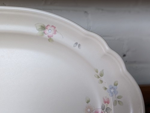 Pfaltzgraff Tea Rose Oval Platter 14.75" X 10.25" USA Pink Peach Blue Flowers - Picture 4 of 21