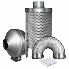 iPower 4 Inch 190 CFM Duct Inline Fan with 4" Carbon Filter 8 Feet Ducting Combo