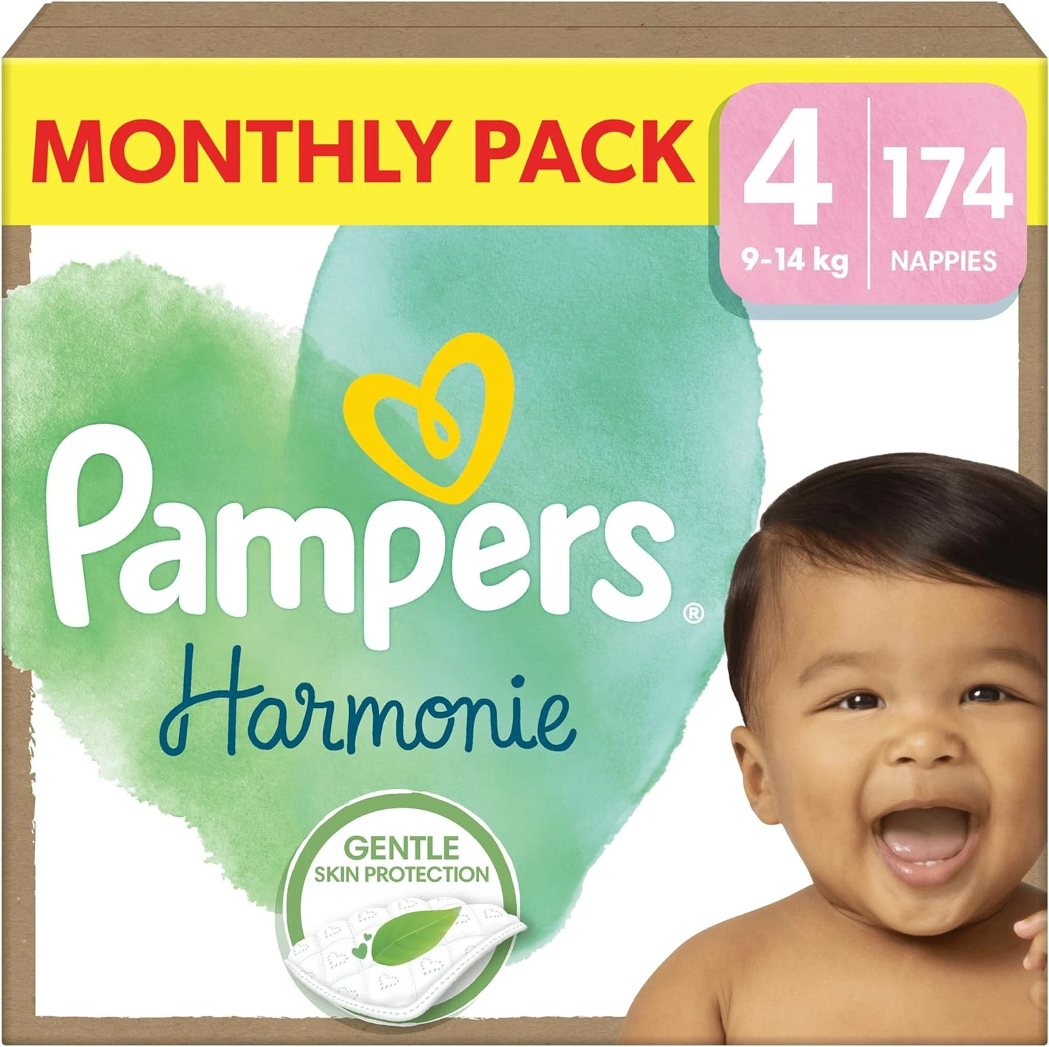 Product Image for Pampers Harmonie Nappies Size 4, 174 Nappies, 9Kg-14Kg, Gentle Skin Protection C