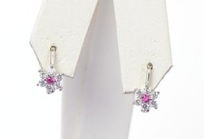 Cubic Zirconia CZ 925 Sterling Silver Dangling Birthstone Flower Earrings