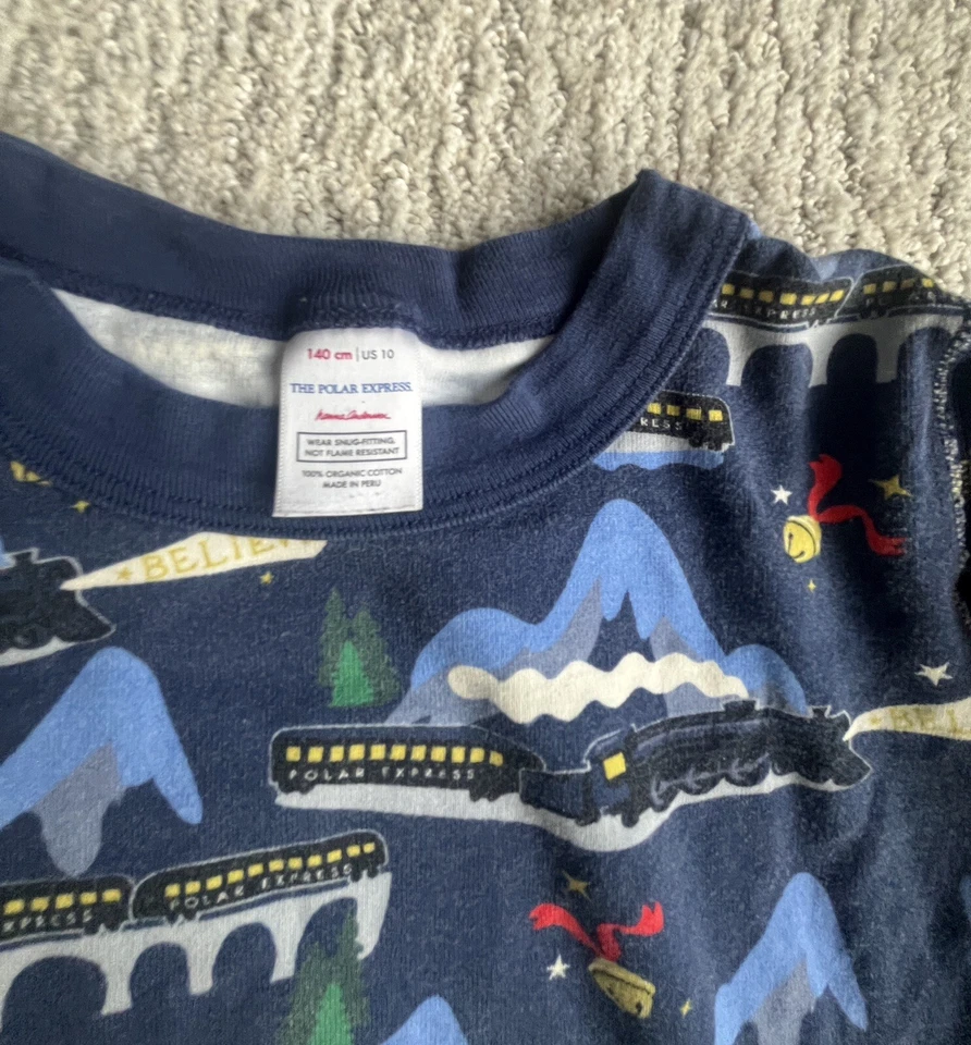 Hanna Andersson The Polar Express Believe Train Boys Girls Size 140 10Pajama SET - Image 3 of 4