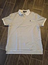 Polo Ralph Lauren Men's Size XLarge White Striped Short Sleeve Shirt Polo