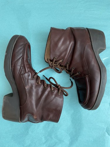 Brown Leather Lace-up Ankle Boots 