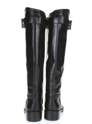 Womens Tory Burch Grace 228854 Black Leather Tall Riding