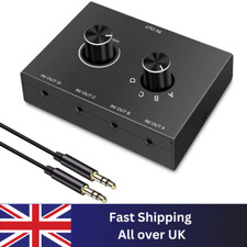 4 Way/2 Way 3.5Mm Stereo Audio Switcher Bi-Directional Audio Switch Splitter Box