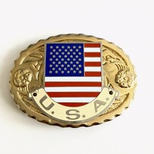 USA American Flag Belt Buckle 3.5  Made in USA