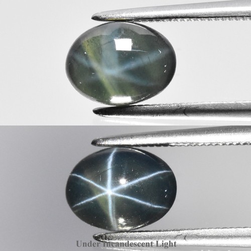๐ 1.84ct Oval Cabochon Blue Green Shapr 6 Ray Star Sapphire - Thailand Gem