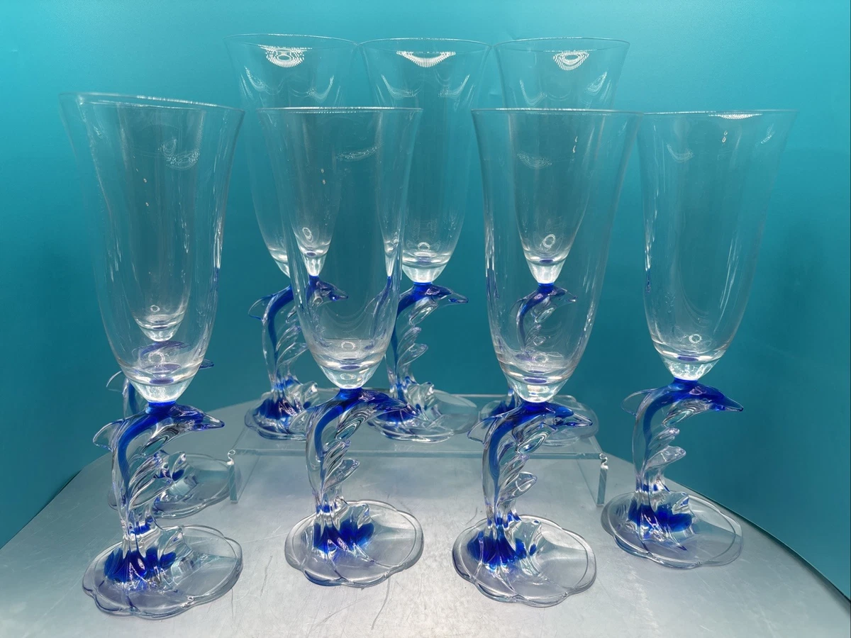 新品❣️美しい青CRYSTAL DARQUES DAUPHIN  CRISTAL D'ARQUES France Blue Clear Dolphin 24% Lead Crystal Glass