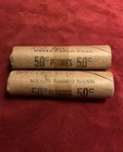 2 Roll Lot Of 1957 D BU Uncirculated Old Bank Wrap Lincoln Wheat Penny Cent 1C