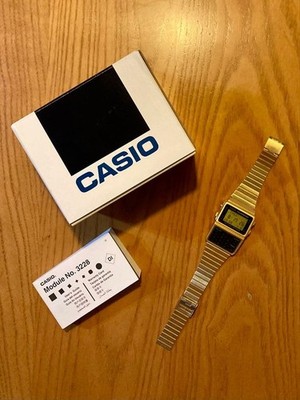 Casio Data Bank Digital Watch Calculator Multi-Language Gold From Japan