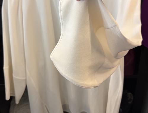 EILEEN FISHER Silk Tunic Ivory Large 3/4 Sleeve New Georgette Crepe Top - Picture 3 of 10