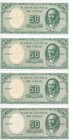 Chile collection of four mint condition 50 pesos banknotes (with sequence)
