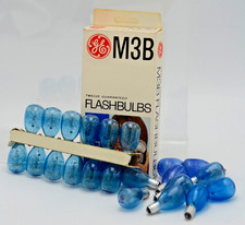 Vintage GE M3B Flashbulbs Camera 12 Bulbs Blue NOS Original Box Flash Bulb