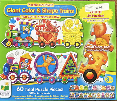 The Learning Journey Double Sided Color & Shape Trains 60pc Cardboard 3+
