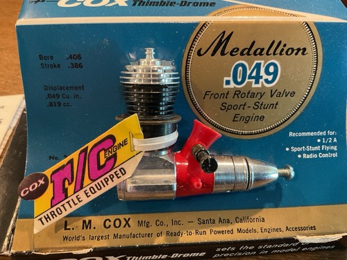 Vintage Cox Medallion .049 Model Airplane Engine Complete In Box