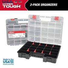 Stackable Plastic Organizer 2-Pack W/ 17 Compartments  Movable Dividers New