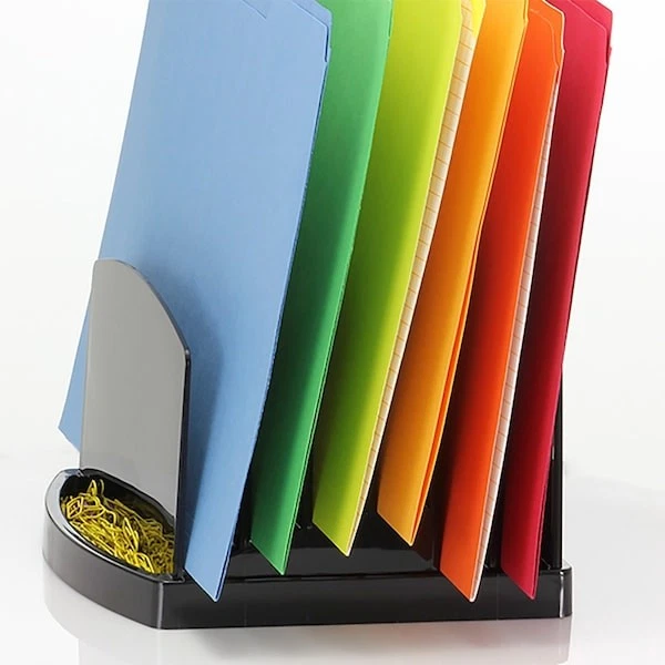 Clasificador inclinado Offficemate 22222, negro, plástico, 7 1/2 pulgadas de ancho, 7 1/2 pulgadas de L, 6 3/8 Foto 2 de 4