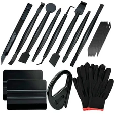 Automotive Vinyl Wrap Kit with Tools: Black Vinyl, Car Compatible, Plastic Ex...