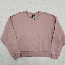 Adidas Women's Sweatshirt All Szn Fleece Loose Fit Embroidered Mauve Pink Size L