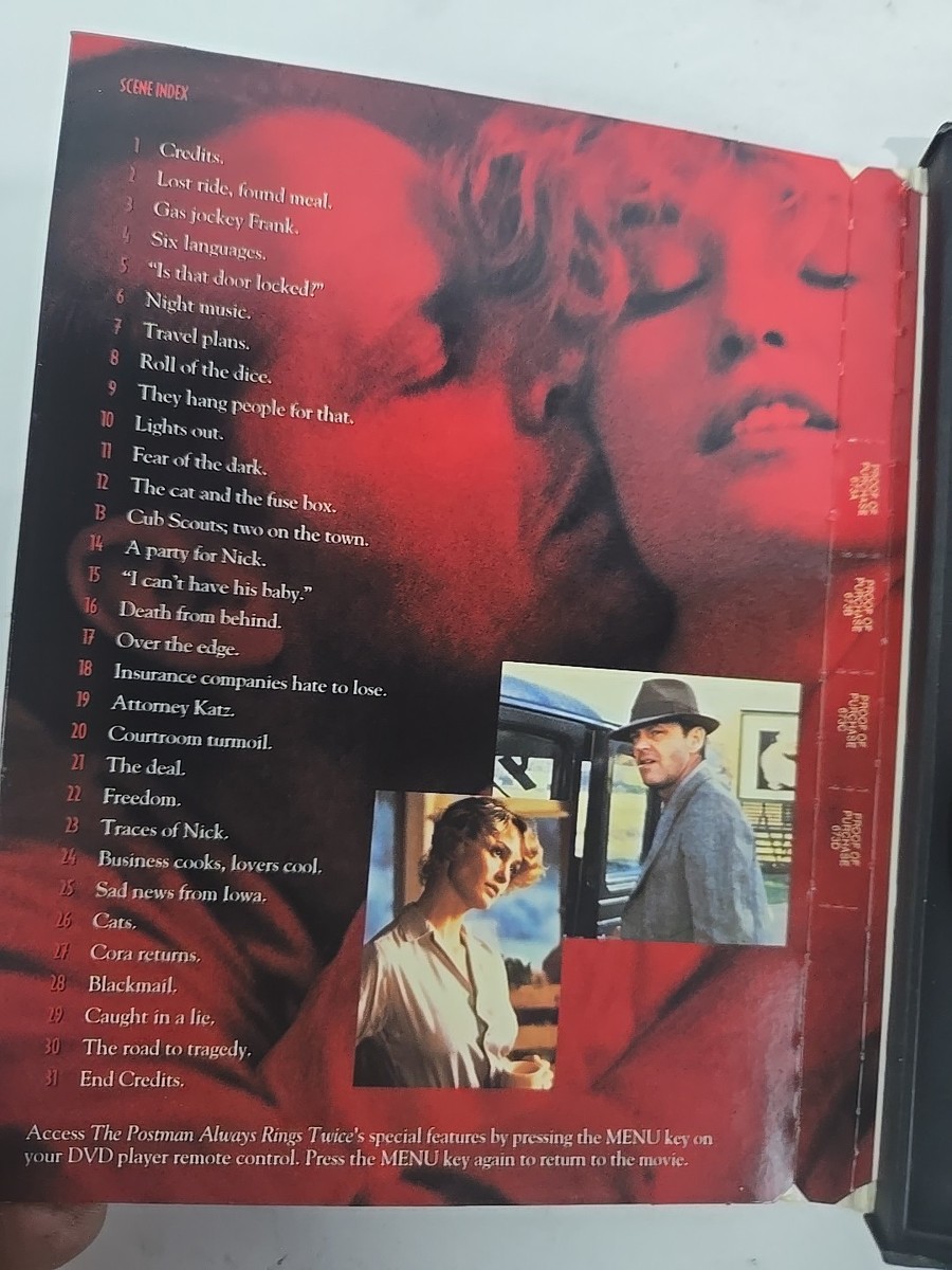 The Postman Always Rings Twice DVD Jack Nicholson, Jessica Lange