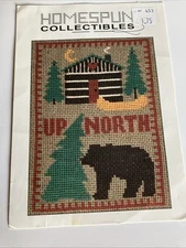 VTG Homespun Collectibles S16 Up North Bear Counted Cross Stitch Chart Pattern
