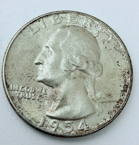 1954-D Toned Washington Quarter 25c XF EXTRA FINE CONDITION 90% Silver #2643