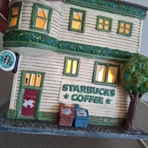 Starbucks Vtg 1998 Original Lighted Neighborhood Store Christmas House Rare READ - Picture 2 of 17