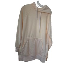 Warmy Oversized Womans Fleece Lined Hoodie Peach Cream Large Cotton Sweatshirt