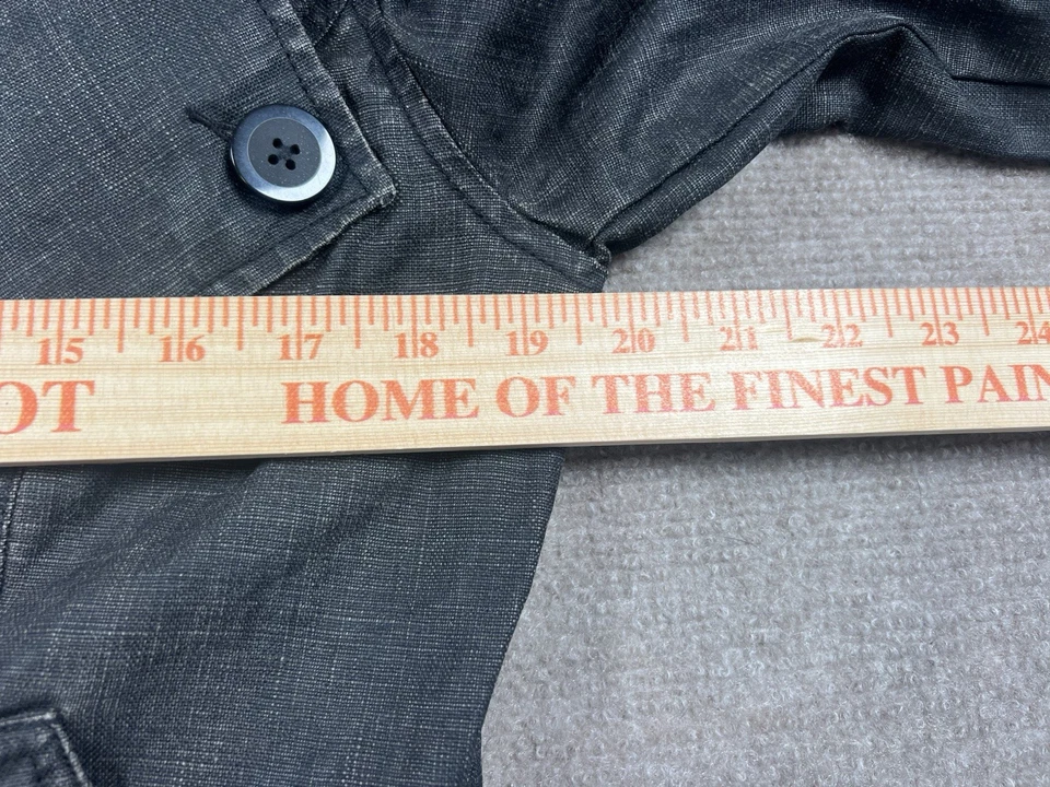 Cabi Sz M Coated Linen Jacket Style 901 Black Waxed Finish Moto Biker 100% Linen - Image 3 of 4