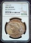 1926 S SILVER PEACE DOLLAR NGC UNC DETAILS REVERSE SCRATCH *Not Cleaned*