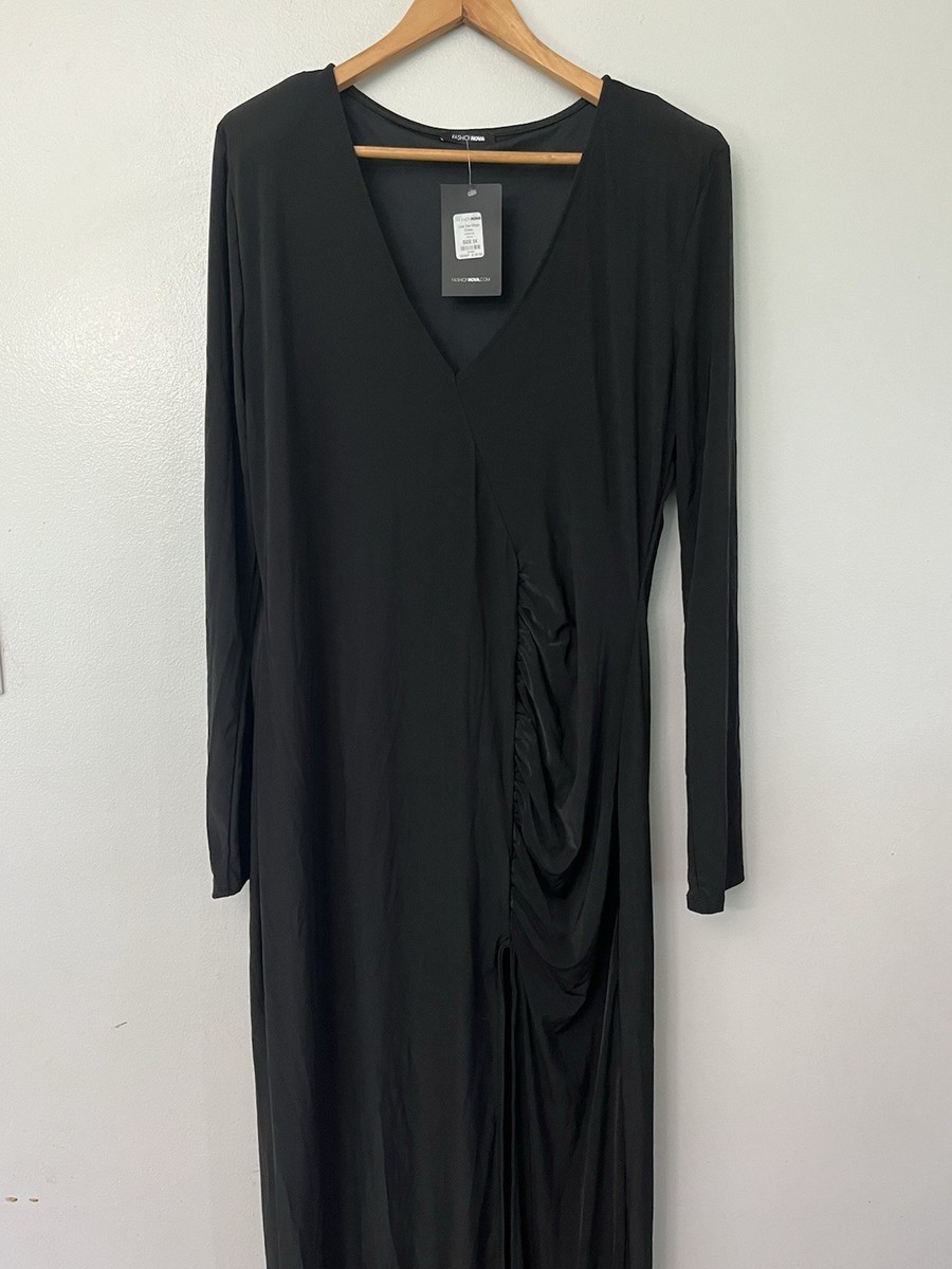 love sex magic dress black Fashion Nova Womens Size 3X NWT Long Side Slit Celvany Bon Bon Pink Casabianca Size:1/2T