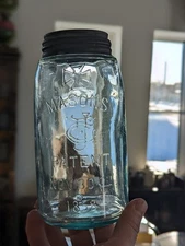 ***RARE*** Aqua Quart Cross Over CFJ Mason Fruit Jar
