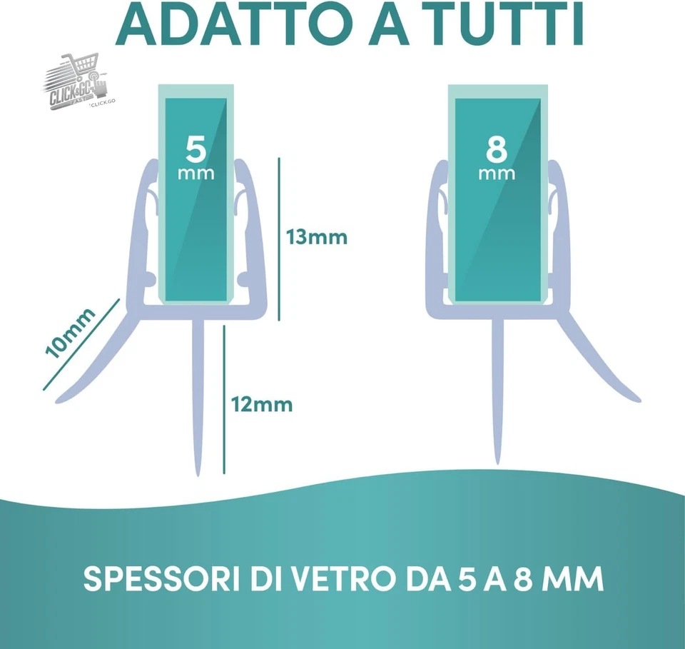 Guarnizione Doccia Sottoporta 2x 44cm Gomma Vetro 6mm 8mm Spessa Guarnizioni Pro - Bild 2 von 4