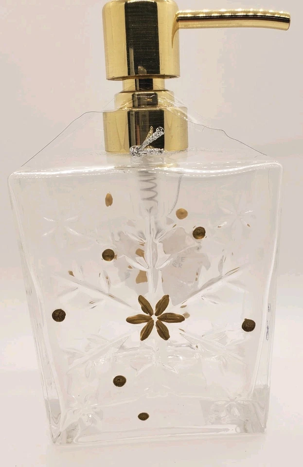 Simply Lux Living 2 toallas de mano 16x26 y dispensador de jabón de vidrio tema copo de nieve Foto 3 de 4