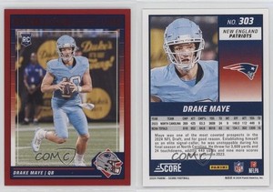 2024 Score Rookies Red Drake Maye #303 Rookie RC